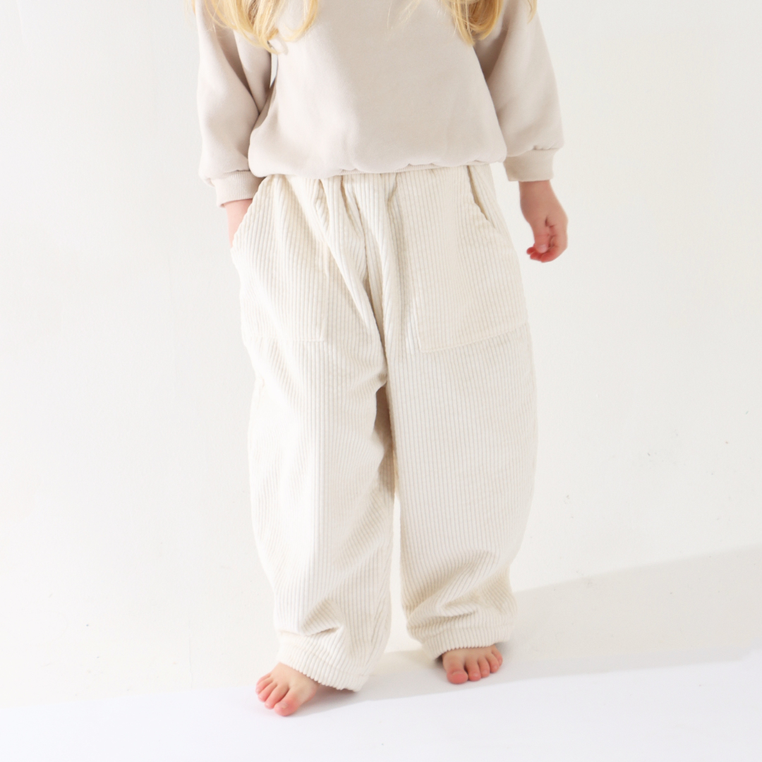 Corduroy Cotton Fleece Trousers - Vanilla