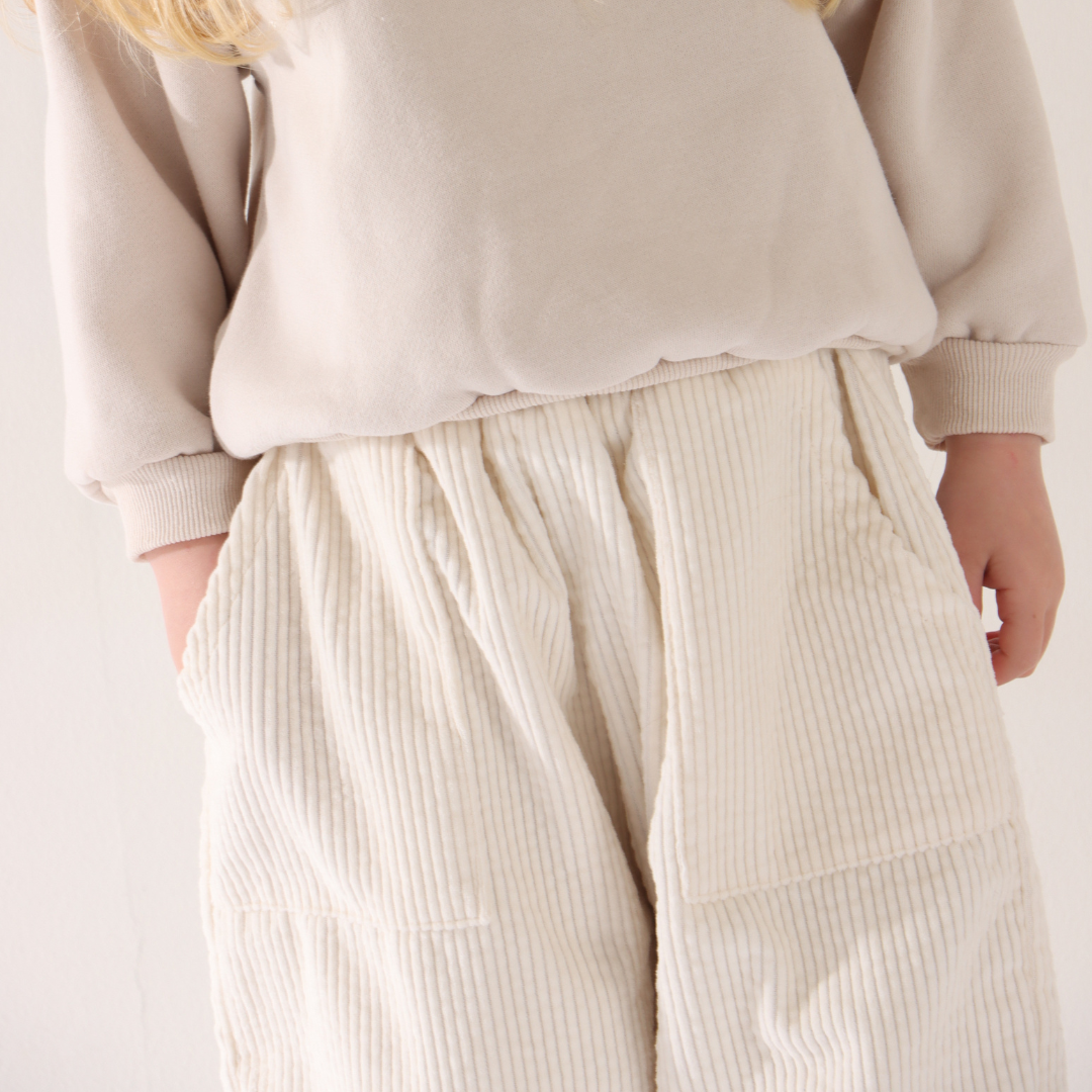 Corduroy Cotton Fleece Trousers - Vanilla