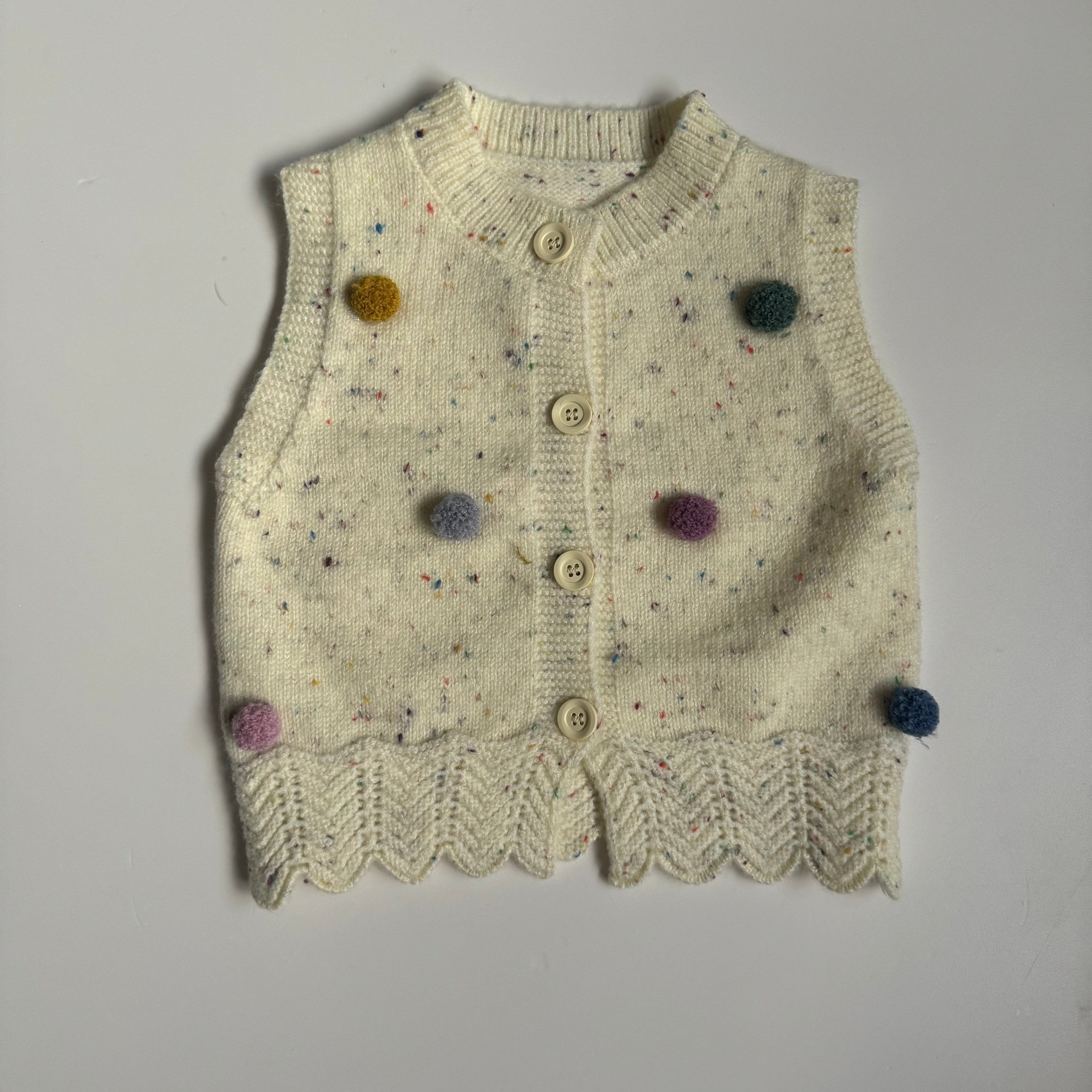 Creamy Pom Vest