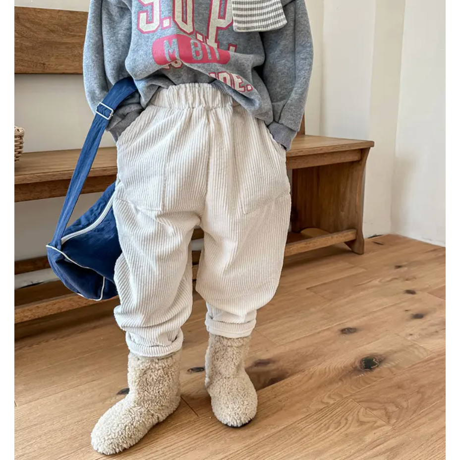 Corduroy Cotton Fleece Trousers - Vanilla