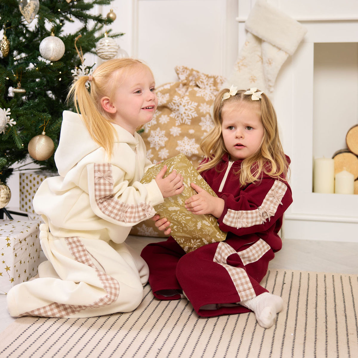 Gingham Bow Tracksuit, sitting together