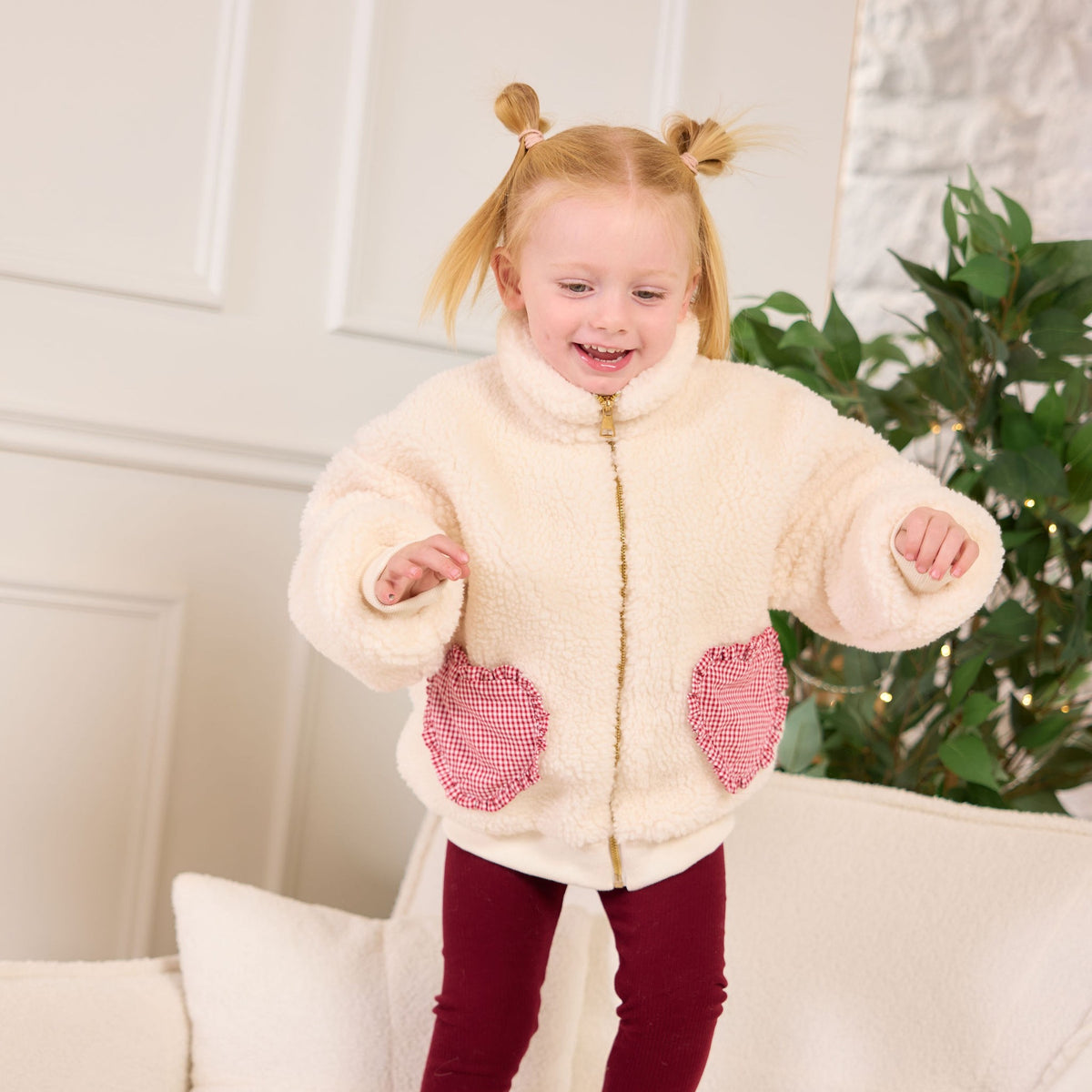 Vintage Gingham Fleece, kids front