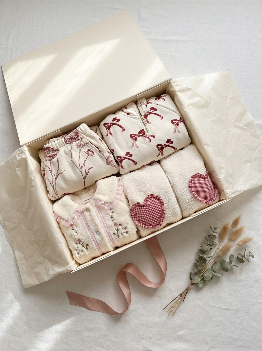 The Winter Edit gift box with cosy White Daisy fleeces and tracksuits